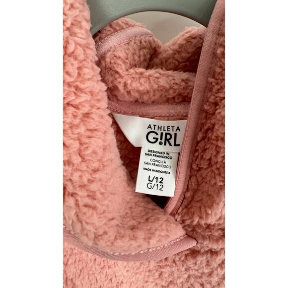 Athleta So Snug Sherpa Hoodie 2.0 Girls Large Aphrodite Pink New Long Sleeve - Picture 7 of 8